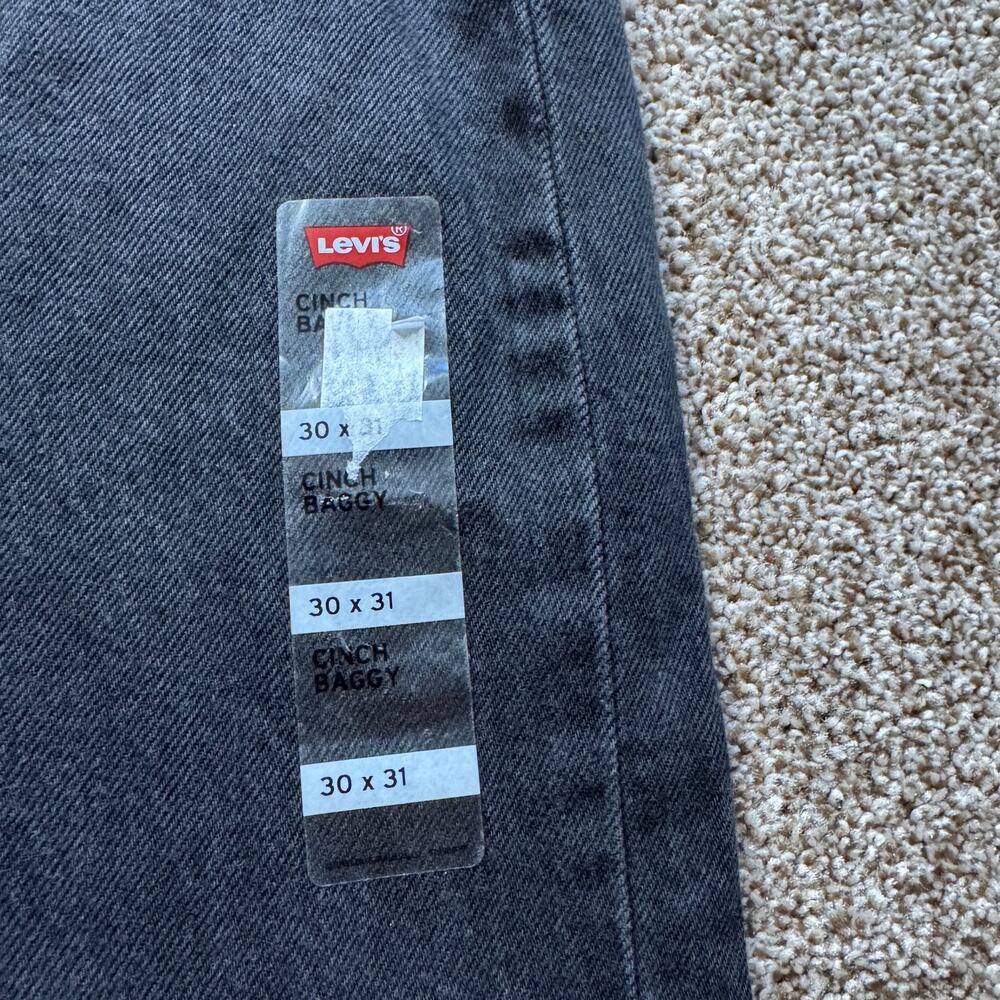 Levi's Cinch Baggy Jeans Grunge Black NWT Size 30x31 Wide Leg Loose Slub - Picture 9 of 12